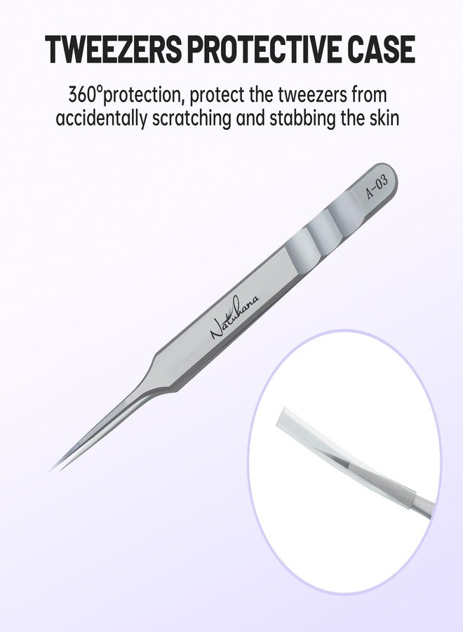 Natuhana High Precision Lash Tweezers for Individual and Volume Eyelash Extensions Premium Stainless Steel Straight Fiber Tip Professional Isolation Tweezer - Image 4